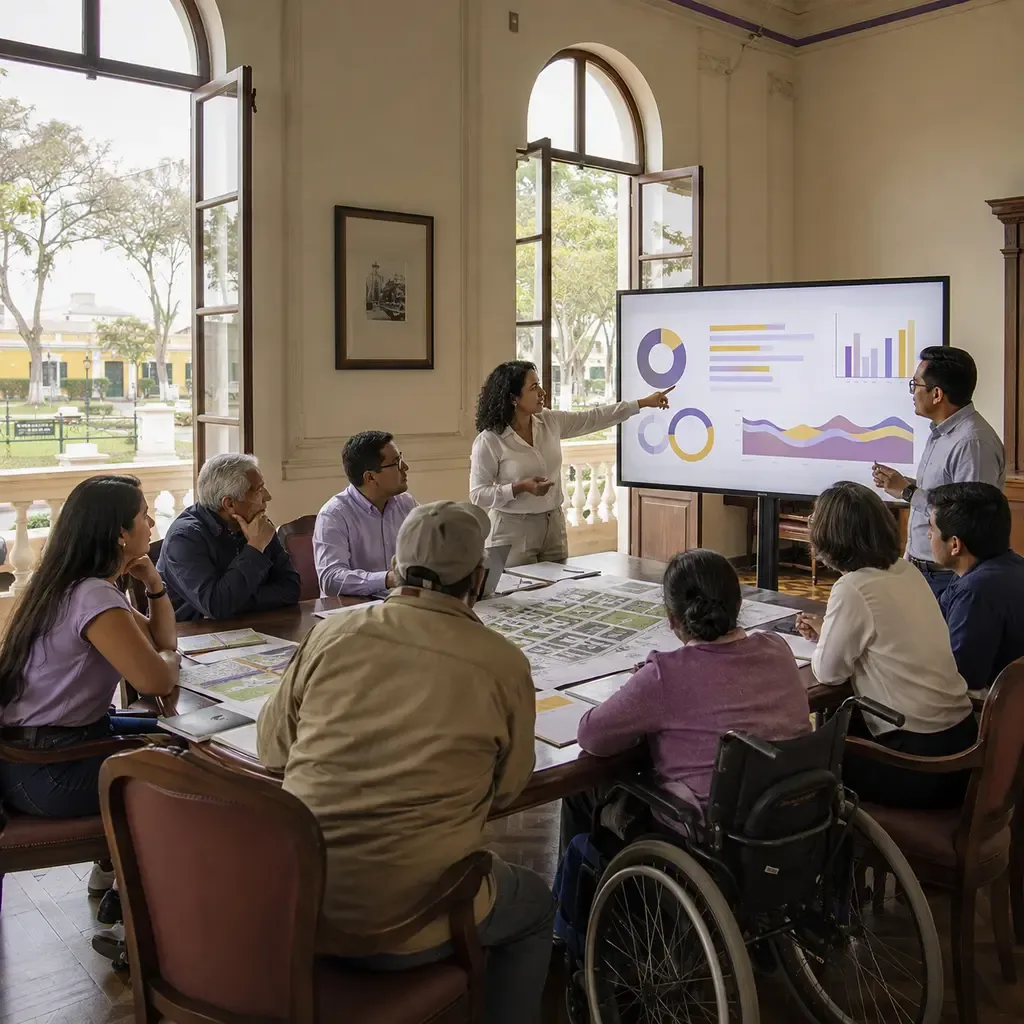 Vecinos participando en audiencia pública de control y transparencia municipal en Pueblo Libre