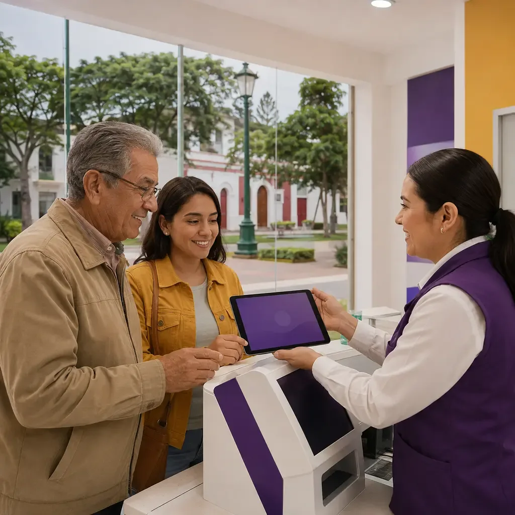 Vecino beneficiario del programa de buen pagador recibiendo descuentos en comercio local de Pueblo Libre